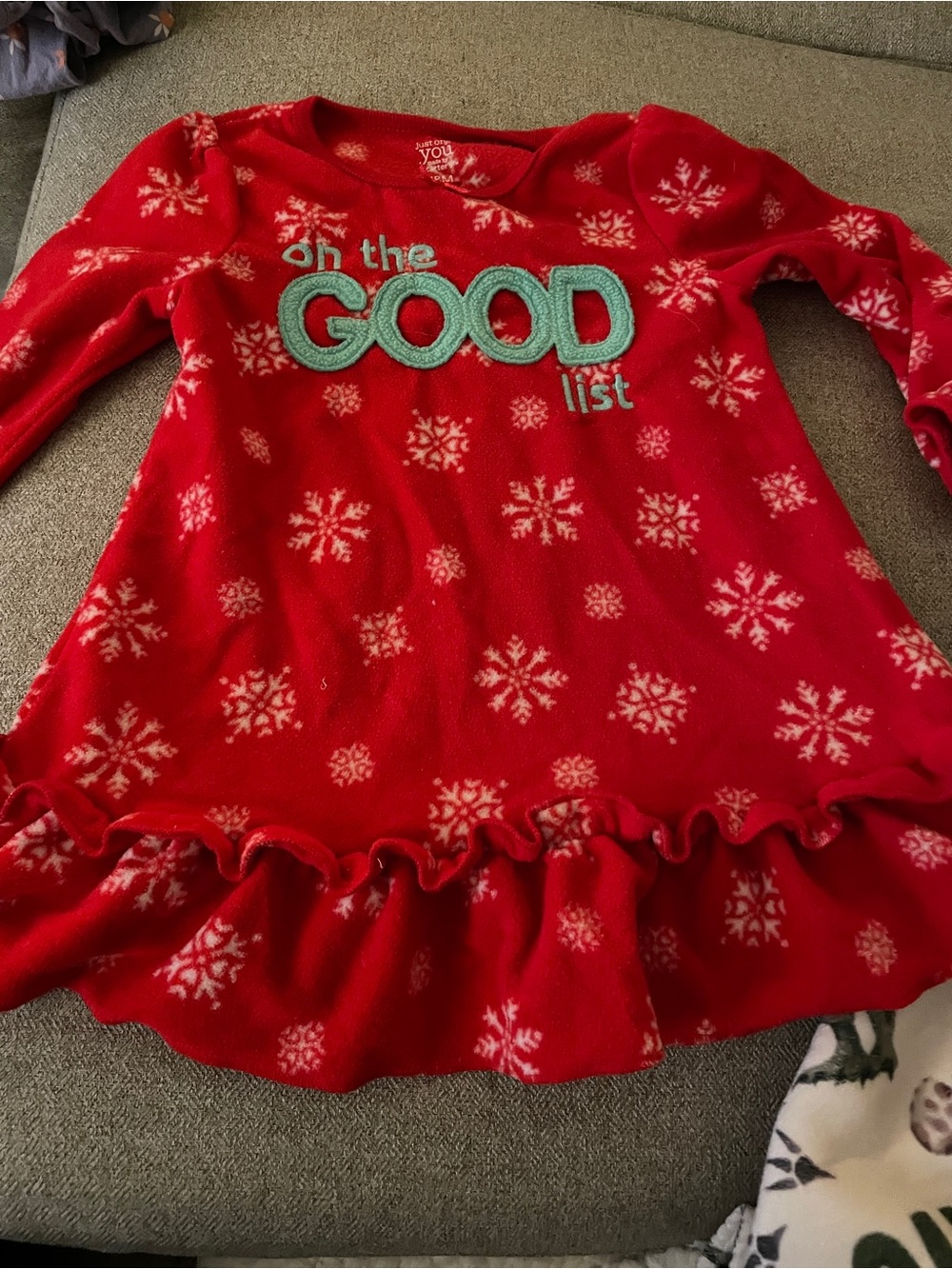 Red 'On the Good List' Kids Long Sleeve Dress